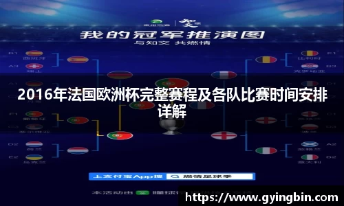 2016年法国欧洲杯完整赛程及各队比赛时间安排详解